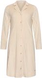 Pastunette Nachthemd Softness Doorknoop Velours Fleece Beige/Wit Gestreept Maat 50