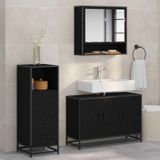 Maison Exclusive - Ensemble d'accessoires de salle de bain, 3 pièces, noir, aspect chêne, fibre de bois