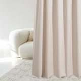 ROOM99 Aura Gordijn met zilveren ringen, 140 x 240 cm breed x hoogte, verduisterend, schuifgordijnen, decoratief, modern gordijn, woonkamer, slaapkamer, lichtbeige, 1 stuk