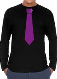 Bellatio Decorations Shoppartners Bv Stropdas paars long sleeve t-shirt zwart voor heren L