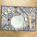 CREARREDA Placemats Americana Blue Tiles, set van 4 ontbijtplankjes van pvc, 48 x 33 cm, antislip, wasbaar, vuilafstotend, hittebestendig, Made in Italy