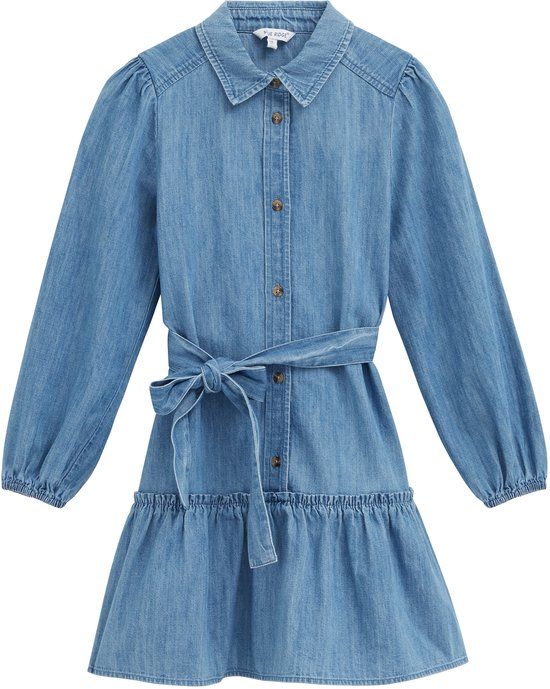 WE Fashion Meisjes denim jurk met strikceintuur