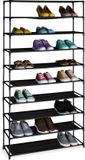 Merkloos Relaxdays Schoenenrek hoog - 10 lagen - Metaal - Stof - 83 cm breed - Zwart