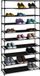 Merkloos Relaxdays Schoenenrek hoog - 10 lagen - Metaal - Stof - 83 cm breed - Zwart