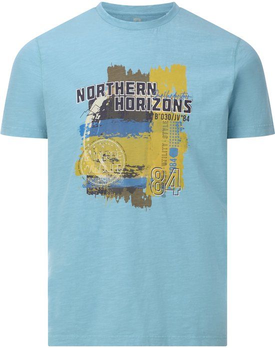 Jan Vanderstorm heren T-shirt - 64/66 - lichtblauw - Plus Size