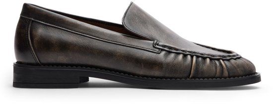 Sacha - Dames - Greywashed leren loafers met rimpel design - Maat 37