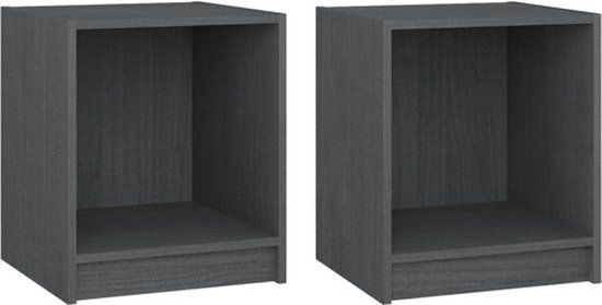 vidaXL Nachtkastjes - Set van 2 - Massief Grenenhout - Grijs