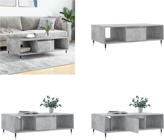vidaXL Salontafel 104x60x35 cm bewerkt hout betongrijs