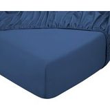DoubleDry Double Hoeslaken 100% Katoen - 180x200 cm - Yaleblauw