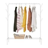 edihome Kledingrek, clothes rack, coat rack, 118X148X39 cm, resistent, metaal, met schoensteun, om kleding, hangers, overhemden, broeken, dunne jassen op te hangen (Wit)