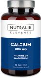 Nutralie Calcium Vitamine D3 - 90 Tabletten - Sterke Botten, Tanden & Spieren Supplementen - Mannen en Vrouwen - met Magnesium - Veganistisch - 1,5 Maand Voorraad