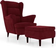 vidaXL Fauteuil met voetenbank fluweel wijnrood
