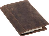 Pride and Soul 30124 - leren hoes DIN A5 PERKINS, leren omslag voor notebook, boekomslag van echt leer, boekomslag in bruin, omslag met bladwijzer, 8 visitekaartjessleuven en pennenlus
