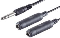 1aTTack.de 1x 0,2m - Zwarte audiokabel met 6,3 mm jackplug en 2x 6,3 mm jackaansluitingen