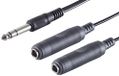 1aTTack.de 1x 0,2m - Zwarte audiokabel met 6,3 mm jackplug en 2x 6,3 mm jackaansluitingen