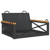 VidaXL Banc à bascule noir poly rotin acacia acier 63x62x40 cm