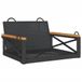 VidaXL Banc à bascule noir poly rotin acacia acier 63x62x40 cm