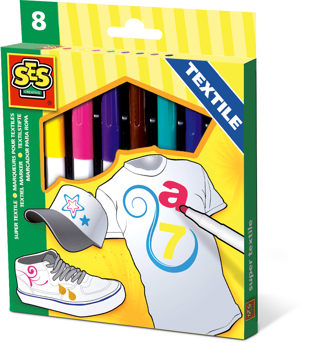ses Textielstiften maxi - 8 stuks - multi