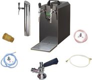 HAJUS AG Complete onderbouwset - dispensersysteem STREAM 50K met luchtpomp, bierkoffer, doorstroomkoeler 2-lijns droog koeler, tot 55 liter/u - BLACK EDITION, Type M, NC Adapter