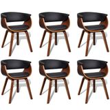 VidaXL Eetkamerstoelen 6 stuks gebogen hout en kunstleer Zwart/Bruin