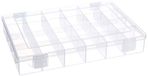 hünersdorff PP-Classic assortimentsdoos met 24 vakken, stabiele sorteerdoos voor schroeven en andere kleine onderdelen, vaste vakindeling, 22,5 x 33,5 x 5,5 cm, transparant