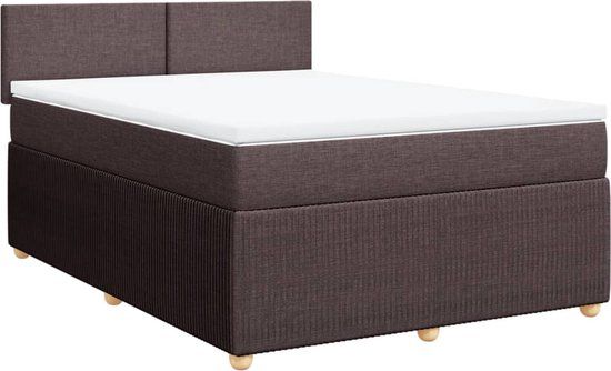 vidaXL Boxspring met matras stof donkerbruin 140x190 cm