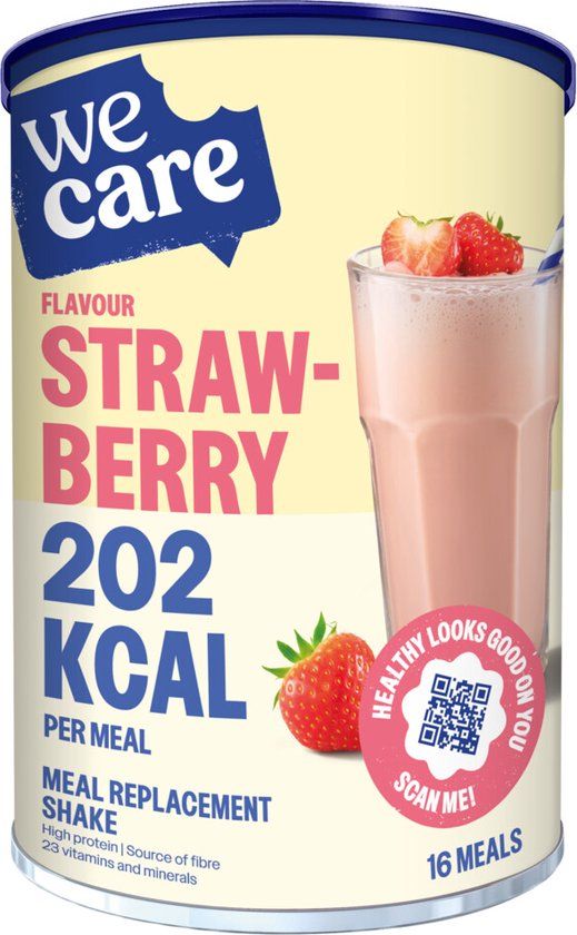 WeCare Meal Replacement Shake Strawberry - 6 x 436 gr - Voordeelverpakking