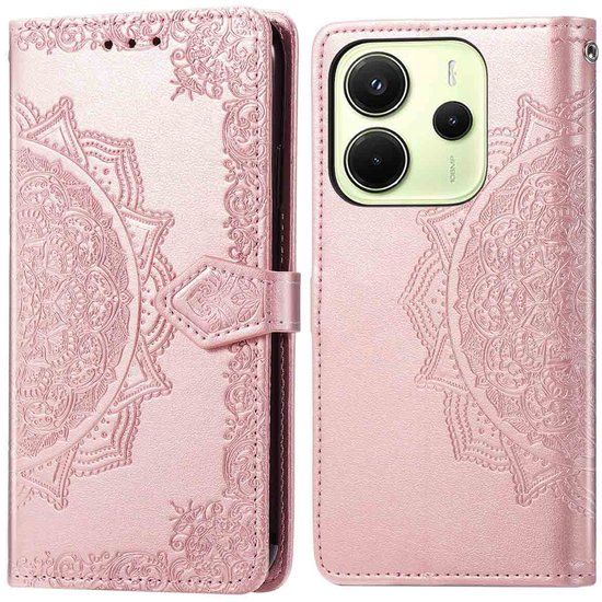 imoshion Hoesje - Geschikt voor Xiaomi Redmi Note 14 (4G) - Mandala Bookcase - Rosé Goud