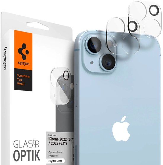 Spigen - Apple iPhone 14 / 14 Plus camera lens screenprotector - Clear - 2 pack