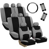FH Group FB030217-COMBO Stoelhoezen Set Stoelhoezen Grijs Zwart voor Airbag en Spleet