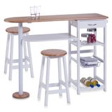 Zeller 13776 keukenbar met 2 krukken, middeldichte vezelplaat (MDF), tafel: 118 x 38 x 89 cm, kruk: 29 x 29 x 54 cm, wit/bamboe decor