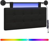 vidaXL Hangend hoofdbord Met LED-verlichting Zwart Kunstleer