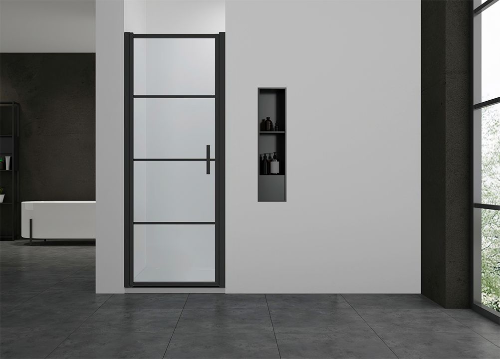 Badkamerplanet Douchedeur 90x200cm Mat Zwart Frame Black Onyx 8mm Nano Glas Easy Clean
