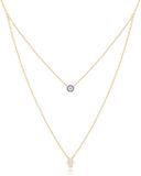 Elenza AMS Elenza Goudkleurige Dubbele Ketting met Hamsa Hand en Zirkonia Steen