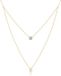 Elenza AMS Elenza Goudkleurige Dubbele Ketting met Hamsa Hand en Zirkonia Steen