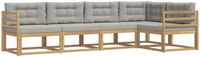 vidaXL - Hoek loungeset - 5 zitplekken - Polyester - Wit en lichtgrijs