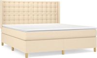 vidaXL Boxspring met matras stof crèmekleurig 160x200 cm