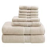 Madison Park Signature Turkse badhanddoeken, 800 g/m², 100% katoen, extra grote badhanddoekenset, 8-delig, bevat 2 badhanddoeken, 2 handdoeken en 4 washandjes, naturel