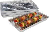 Gerimport barbecue grillschaal - 12x stuks - 34 x 23 cm - Vlees grillen - BBQ rooster - aluminium schaal