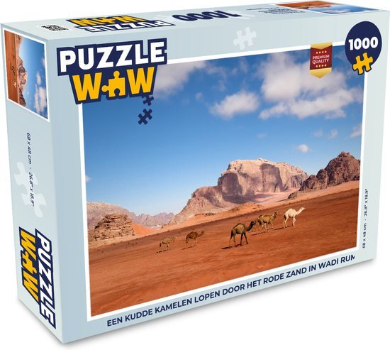 MuchoWow Puzzel Een kudde kamelen lopen door het rode zand in Wadi Rum - Legpuzzel - Puzzel 1000 stukjes volwassenen