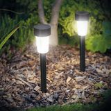 Garden Of Eden 1x Solar LED Tuinlamp Met Grondspies – Koel Wit – Zwart – Kunststof – 30 Cm – Op Zonne-Energie – Automatisch Aan Bij Schemer – Decoratieve Buitenverlichting Voor Tuin En Pad [11701A]