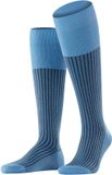 FALKE Oxford Stripe geribbeld speciale schittering katoen kniekousen heren blauw - maat 39-40