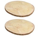 Bellatio Decorations Houten decoratie boomschors boomschijven - 4x stuks - D40 cm - Hobby materiaal - Kaarsenbord