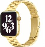 By Qubix - Stalen slim fit schakelband - Goud - Geschikt voor Apple Watch 44mm / 45mm / 46mm / 49mm
