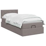 vidaXL Ottoman bed met matras met hoofdeinde Taupe 90 x 200 cm Stof