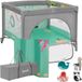Lionelo Mille Plus Kinderbox 0-36 Maanden – Babybox met T25 Schuimmatras – Opvouwbare Speelbox met Educatief Speelgoed, Handgrepen om te Leren Staan, Zijdeur met Ritssluiting, Wielen & Draagtas – Voor Thuis en Reizen