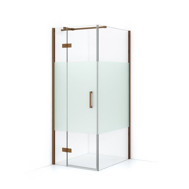 Maxaro Douchecabine Diamond 100x80cm 8mm Helder Veiligheidsglas met Matte Strook Koper