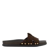 Graceland suèdelook slippers met studs - bruin