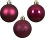 Decoris Mini kerstballen - 14x st - donkerroze - D3 cm - kunststof
