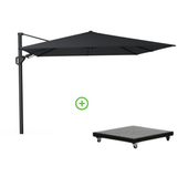Challenger T² parasol à voile - toile premium | 300x300cm avec pied de parasol Monza 90kg | Jet Black